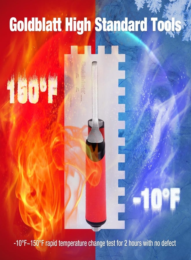 جولدبلات مجرفة جولدبلات ذات الشق المربع مقاس 1/2 بوصة، مصنوعة من الفولاذ المقاوم للصدأ عالي الجودة بمقبض ناعم، أداة مثالية لأعمال تركيب الأسمنت والخرسانة والبلاط الحجري - Image 3