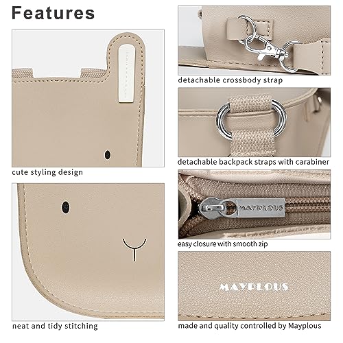 Mayplous Kids Backpack for Girls and Boys Childrens Shoulder Bag Mini Backpack Teenagers Crossbody Bag Cute Animal 2 in 1 Style Small Size for Over 4 Years L16xW7xH185cm L23xW28xH73in Bunny - Image 3
