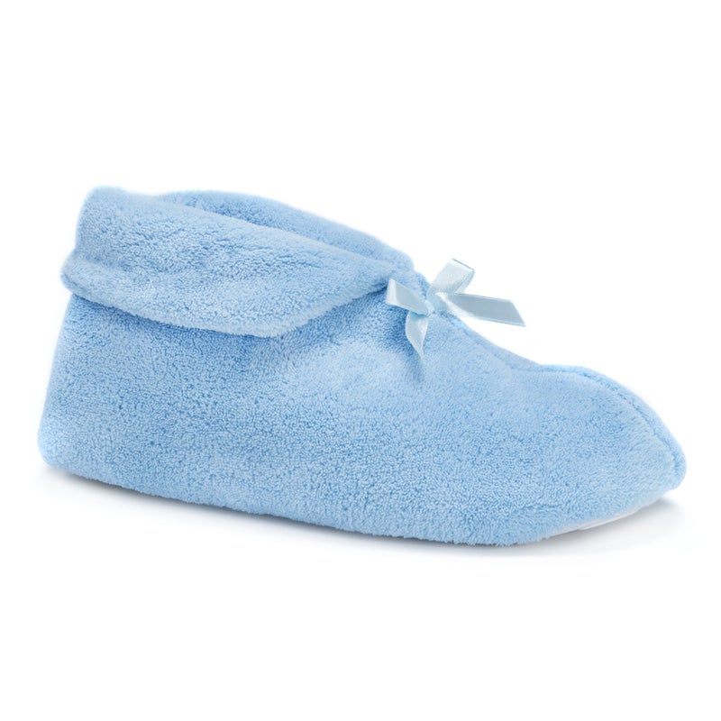 MUK LUKS Women's Micro Chenille Boot With Satin Bow Shoe, Blue Mist, Medium M US - Image 5