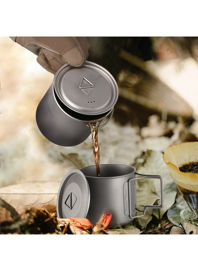 TOMSHOO Lightweight Titanium Cup Ki 750ml Pot and 350ml Water Cup Mug with Lid, Foldable Spoon,  for Outdoor Camping Hiking Backpacking  - Image 5