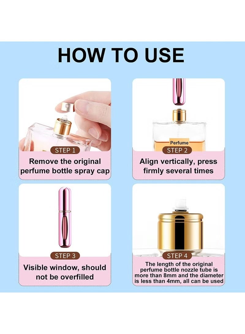 زجاجة بخاخ عطر صغيرة محمولة قابلة لاعادة التعبئة سعة 6 مل - 3 قطع ألوان متنوعة - Image 4