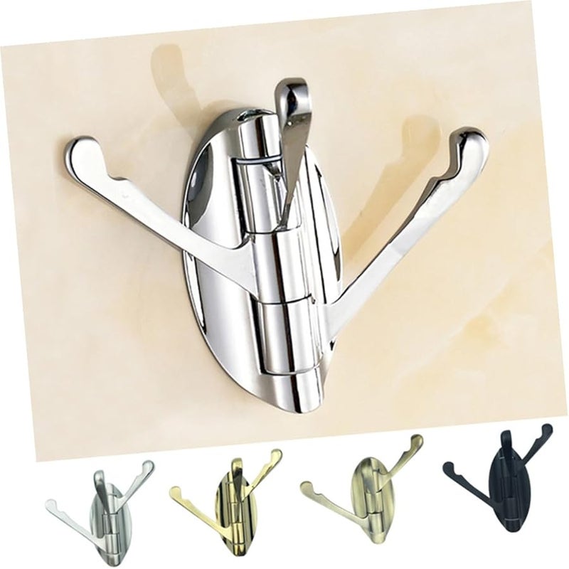 Triple Swivel Wall Mounted Coat Hook Heavy Duty Alloy Hanger Silver for Bathroom Kitchen Bedroom - Image 4