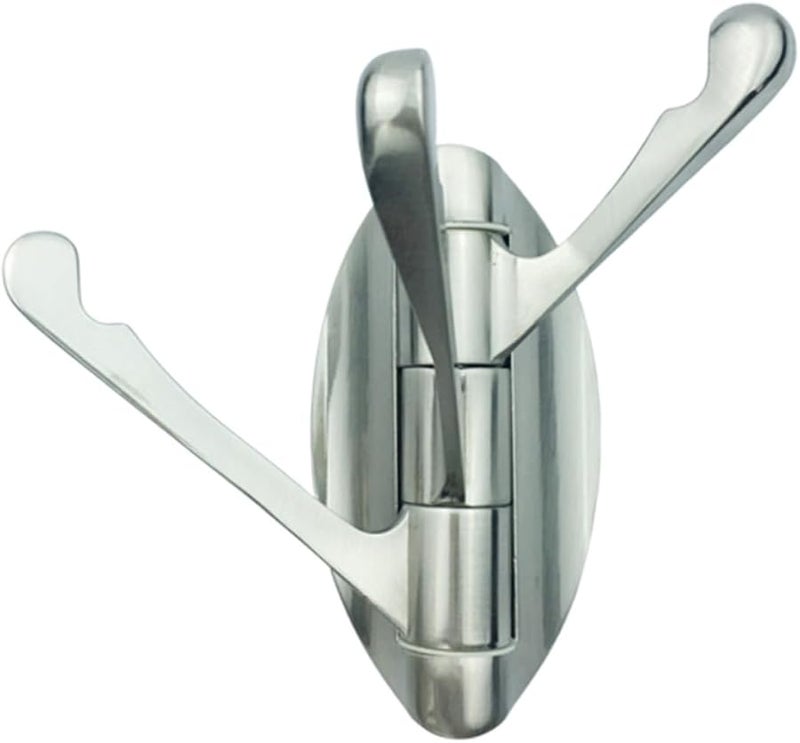 Triple Swivel Wall Mounted Coat Hook Heavy Duty Alloy Hanger Silver for Bathroom Kitchen Bedroom - Image 1