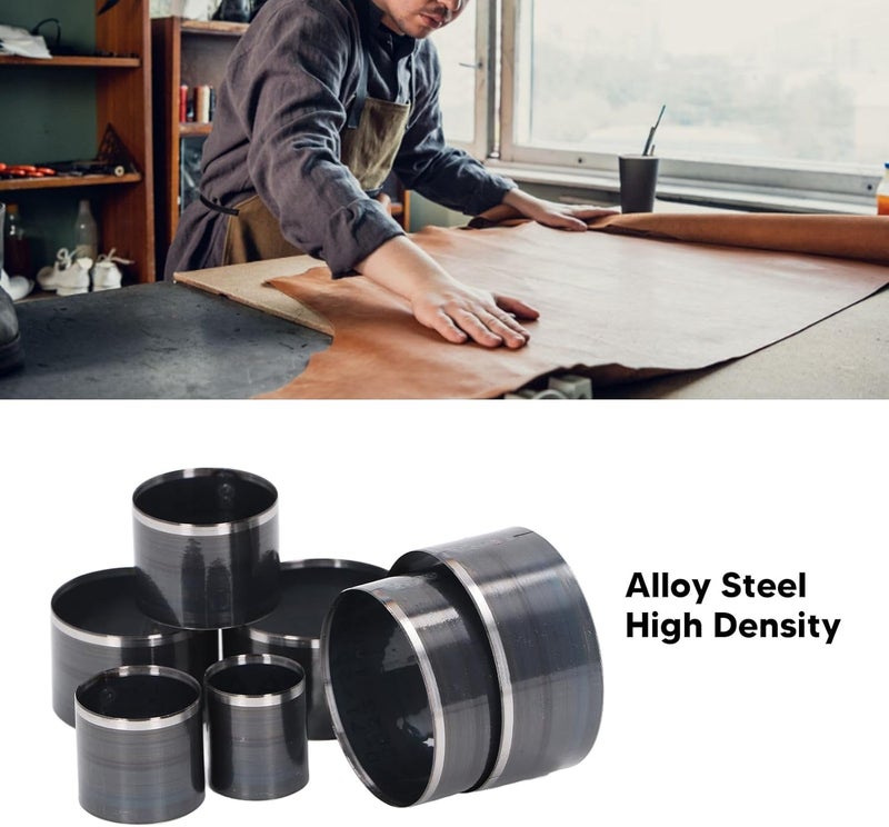 7PCS Leather Cutting Dies Set, Round Shape Alloy Steel Punching Die for Handcraft, Multi - Size 20-50mm Cutting Mold with Storage Box for Leather Fabric Polymer Clay - Image 3