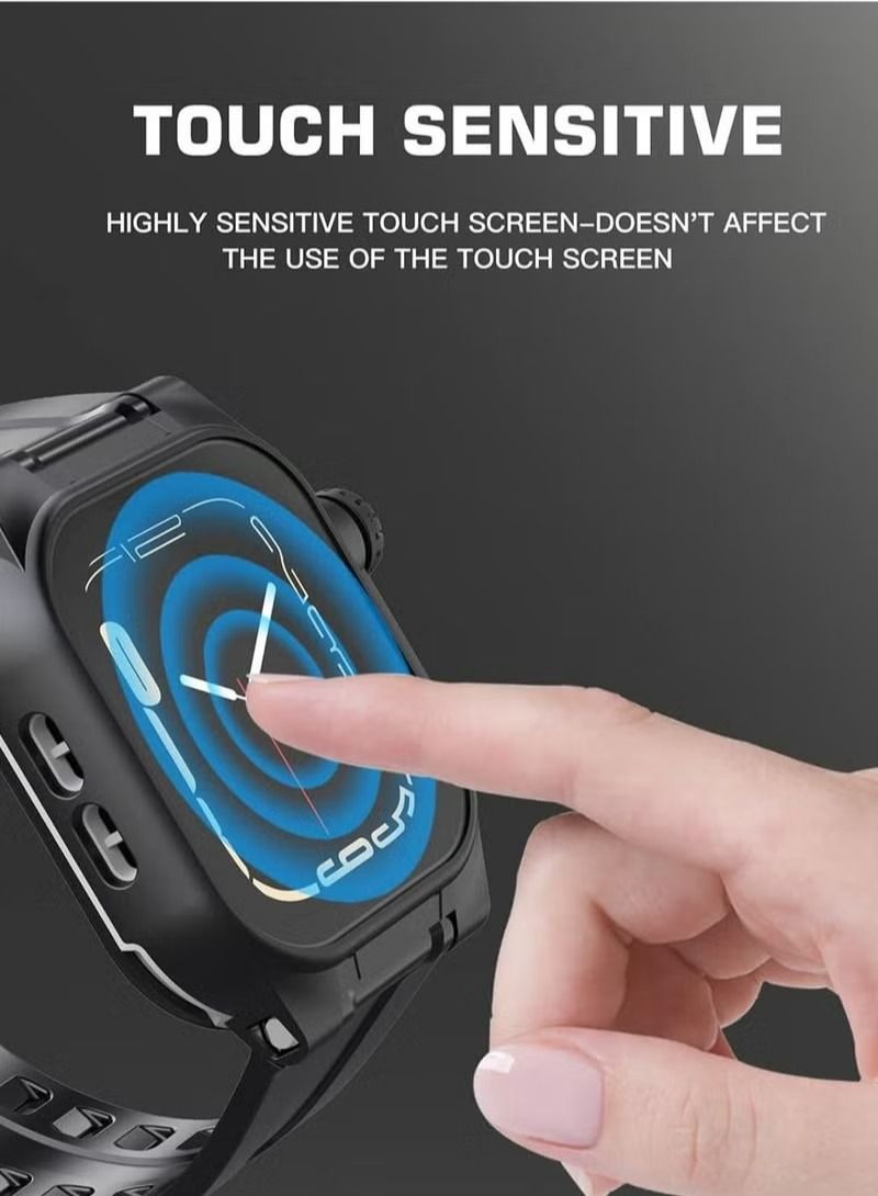 1 Pcs Waterproof Case for Watch Series 7 45mm 360 Full-Body Protective Case with Screen Protector Shockproof Dustproof Waterproof Case Black - Image 4