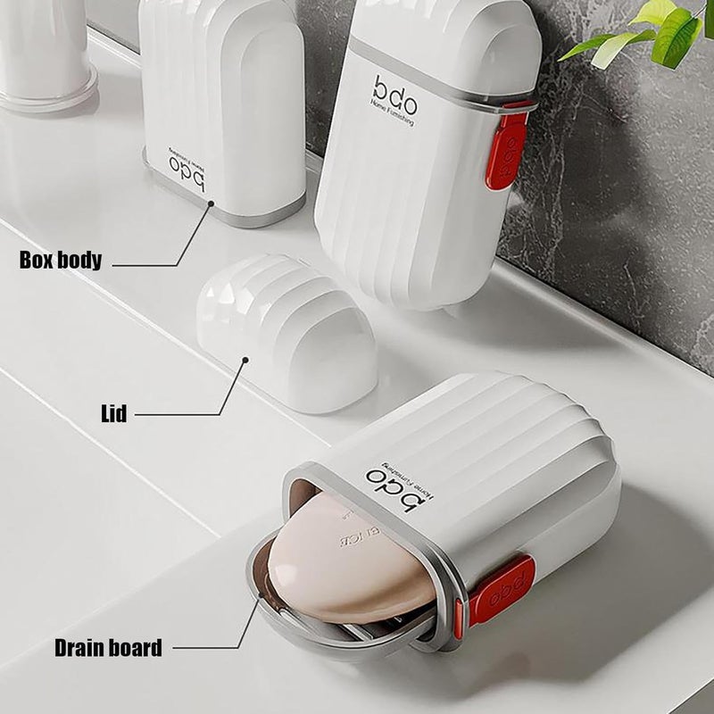 Prostuff.in® Travel Soap Holder || Portable Plastic Soap Dish Container with Cover Holder || for Bathroom,Camping, Kitchen Home Travel Accessories || Travel Soap Box Soap Case Pack of 1 White Color - Image 5