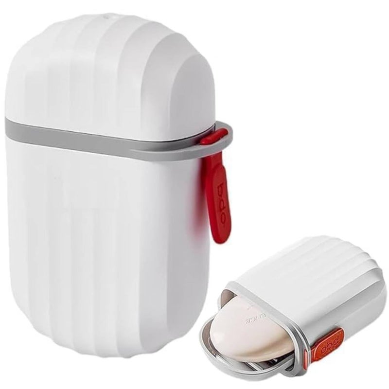 Prostuff.in® Travel Soap Holder || Portable Plastic Soap Dish Container with Cover Holder || for Bathroom,Camping, Kitchen Home Travel Accessories || Travel Soap Box Soap Case Pack of 1 White Color - Image 1