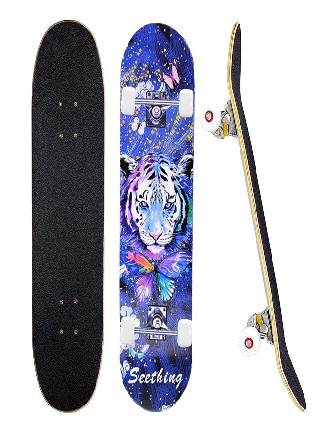 CLYCTIP Complete Skateboards- Standard for Beginners Kids Boys Girls Teenager- 31''x 8''Canadian Maple Cruiser Pro Skate Board - Image 1