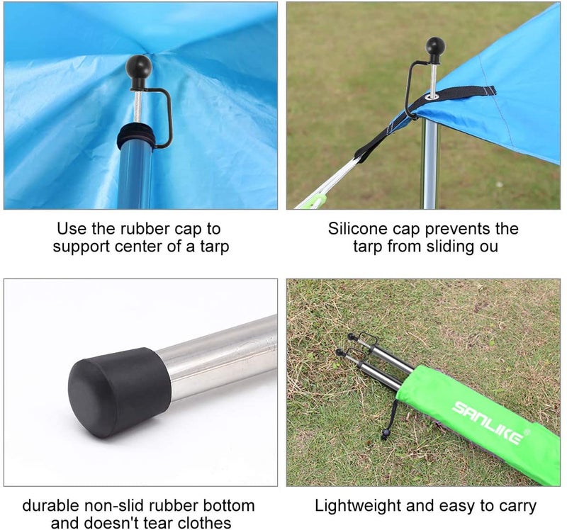 SAN LIKE Tarp Poles Adjustable Heavy Duty 90 in Camping Tent Poles for Tarp Portable Telescoping Tent Poles for Awnings Canopy Rain Fly Shelter Set of 2 - Image 5
