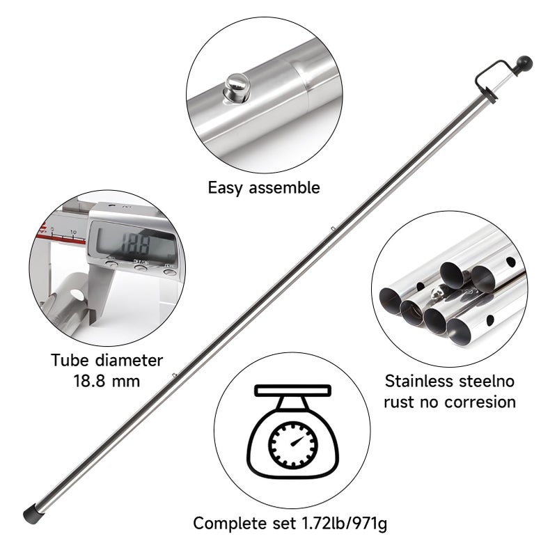 SAN LIKE Tarp Poles Adjustable Heavy Duty 90 in Camping Tent Poles for Tarp Portable Telescoping Tent Poles for Awnings Canopy Rain Fly Shelter Set of 2 - Image 2