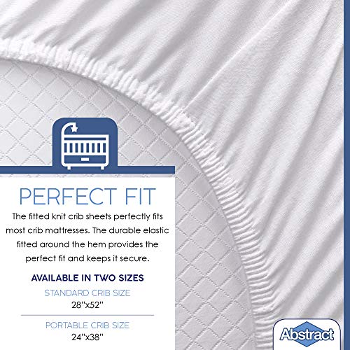 Abstract Mini Crib Cotton Sheets - Pack n Play Sheets Fitted- Ultra Soft Crib Sheets for Boys Girls Baby - Universal - Snug Fitted - Cotton - 24"x38" (Solid White) - Image 3