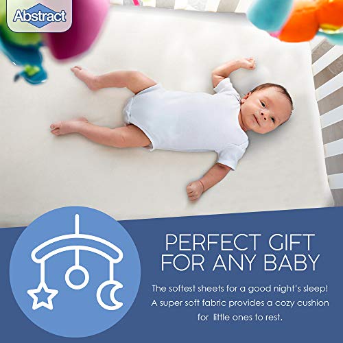 Abstract Mini Crib Cotton Sheets - Pack n Play Sheets Fitted- Ultra Soft Crib Sheets for Boys Girls Baby - Universal - Snug Fitted - Cotton - 24"x38" (Solid White) - Image 5