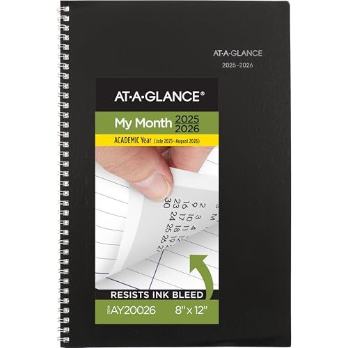 AT-A-GLANCE ATAGLANCE Planner 20252026 Academic Monthly 8 x 12 Large Flexible Cover DayMinder Black AY200 - Image 1