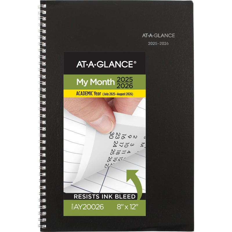 AT-A-GLANCE ATAGLANCE Planner 20252026 Academic Monthly 8 x 12 Large Flexible Cover DayMinder Black AY200 - Image 2