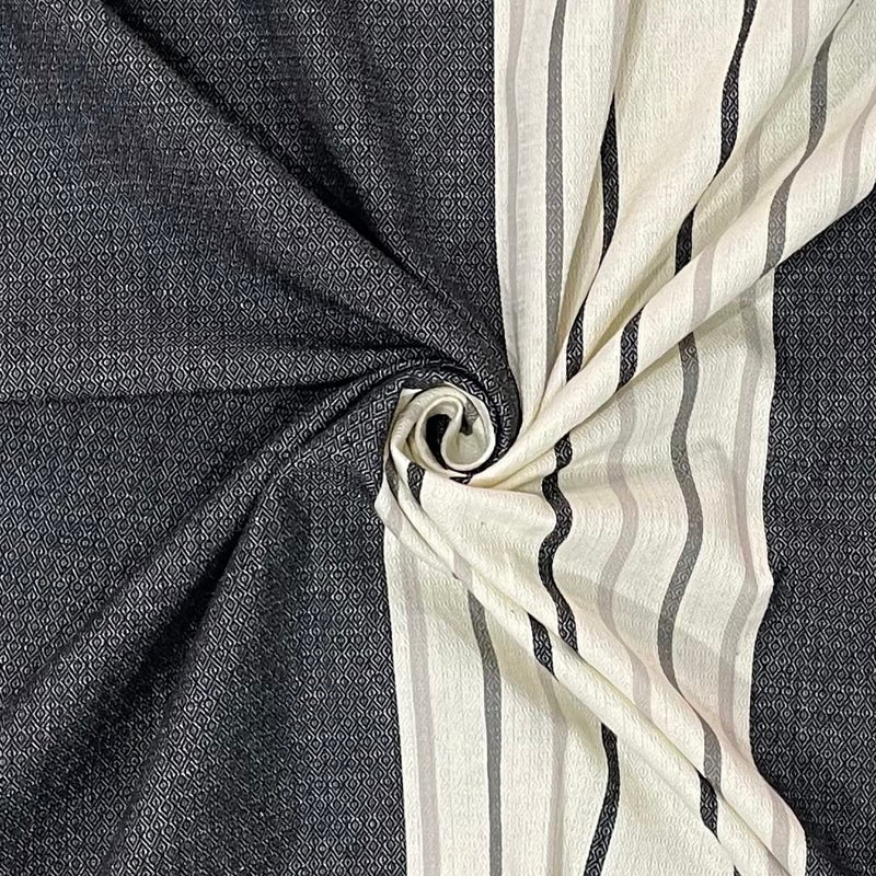 Swayam Swayam Off-White Black Premium 100% Cotton Yarn Dyed Twill Weave Bedsheet with 2 Pillow Covers - Colorfast, Skin-Friendly, Breathable  - Image 3
