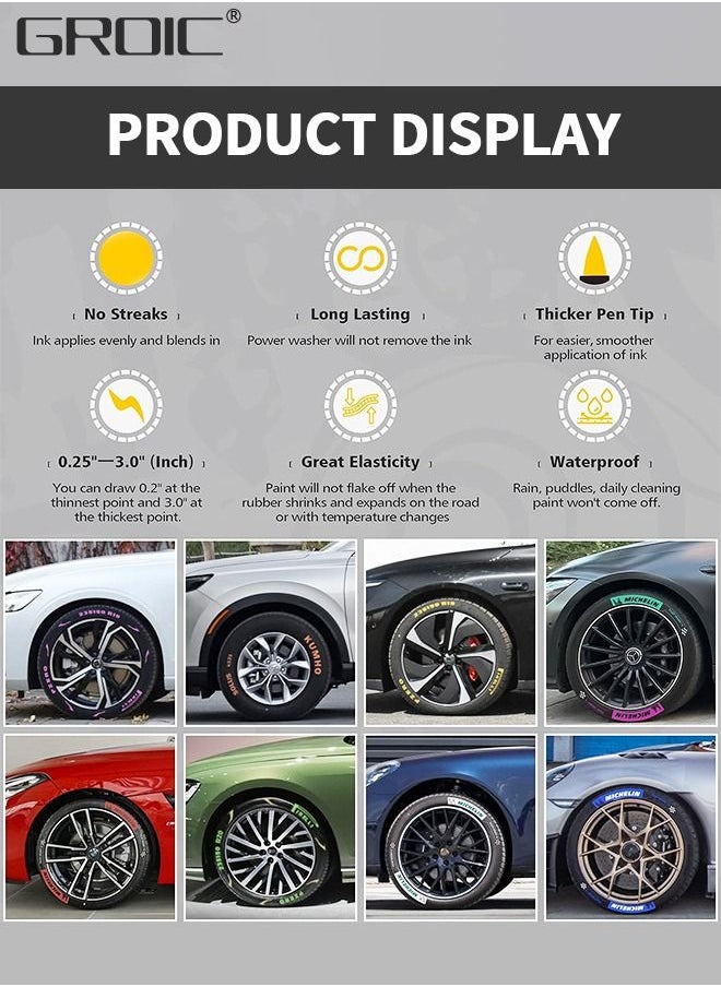 GROIC 2PCS Premium Tire Marker Pens, White Waterproof Paint Markers For Car Tire Lettering,Paint Pen for Car Tires,Car Tire Graffiti Pen,Automobile Decoration Supplies  - Image 3