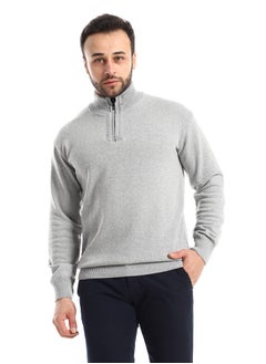Andora Zipper Closure Grey Knitted Sweater  - Image 2