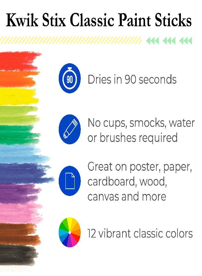 The Pencil Grip - The Pencil Grip Kwik Stix Paint Pens, Solid Tempera Paint Pens, Super Quick Drying TPG-602, 12 Count (Pack of 1) - Image 1