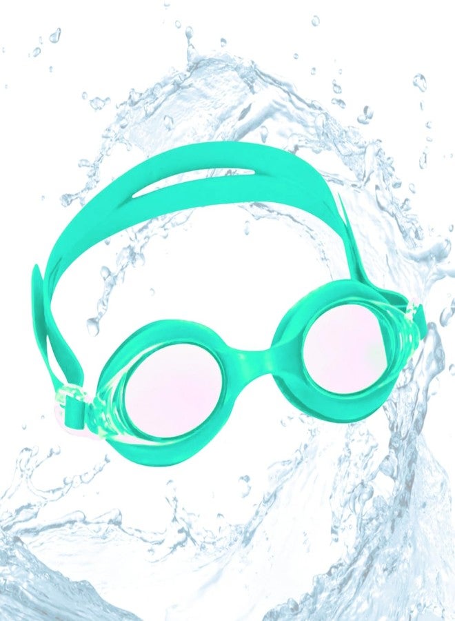 KARBD Swimming Goggles Kids Size with Anti Fog UV Protection Glasses - Kiddos, Aqua Green Solid - Image 1