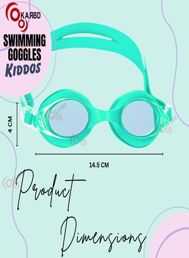 KARBD Swimming Goggles Kids Size with Anti Fog UV Protection Glasses - Kiddos, Aqua Green Solid - Image 3