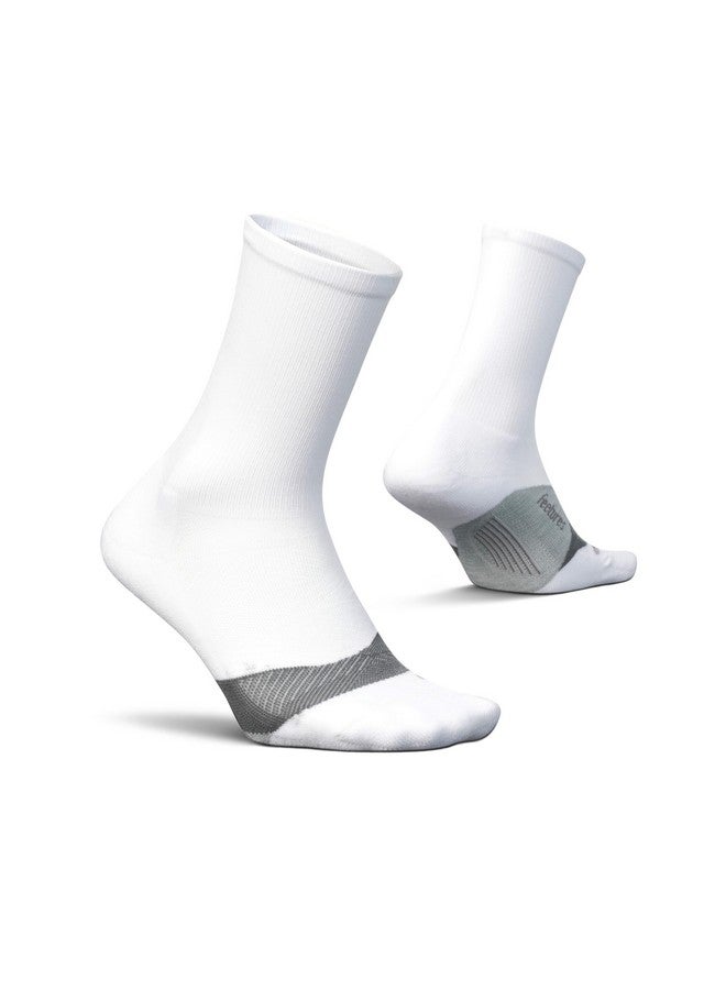 Feetures Feetures Elite Light Cushion Mini Crew Sock - Sport Sock with Targeted Compression - New White, L (1 Pair) - Image 1