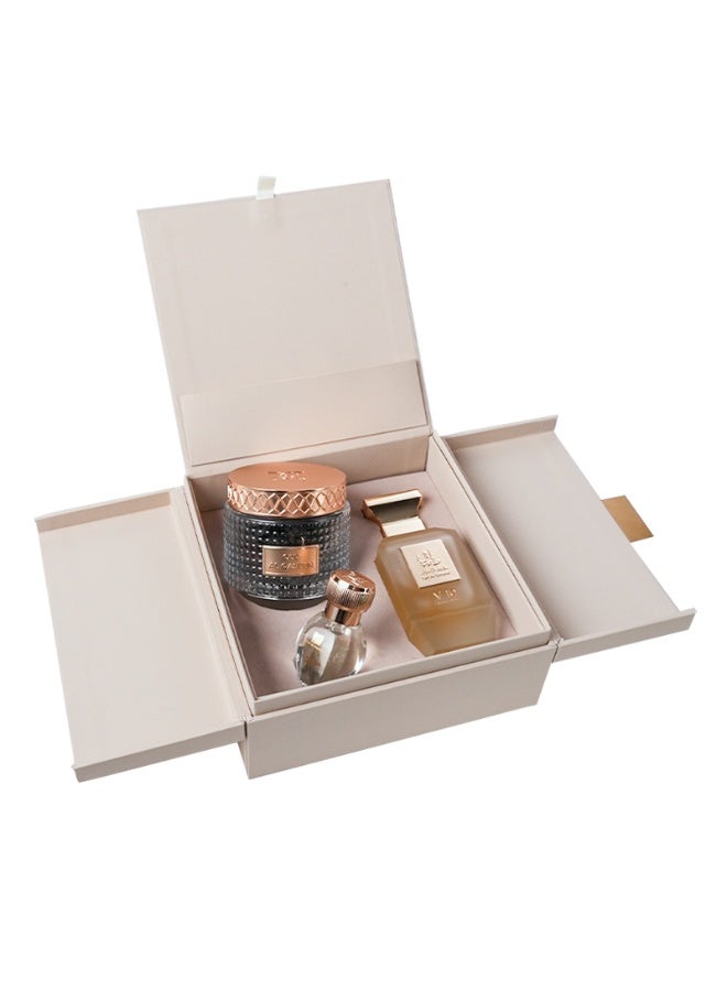 Taif Al Emarat Graduation Gift Box Oud Al Qaserin, Al Hareer Musk & V10 – Luxury Perfume Set for Him & Her, 3 Pieces - Image 2
