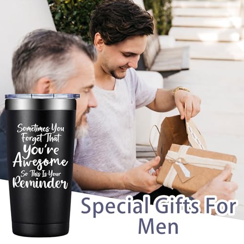Grifarny Birthday Gifts for Men - Thank You Gift for Men - Inspirational, Christmas Gifts for Best Friends Male, Coworker, Son, Boss - Sometimes You Forget You're Awesome Tumbler Mug Cup 20oz - Image 3