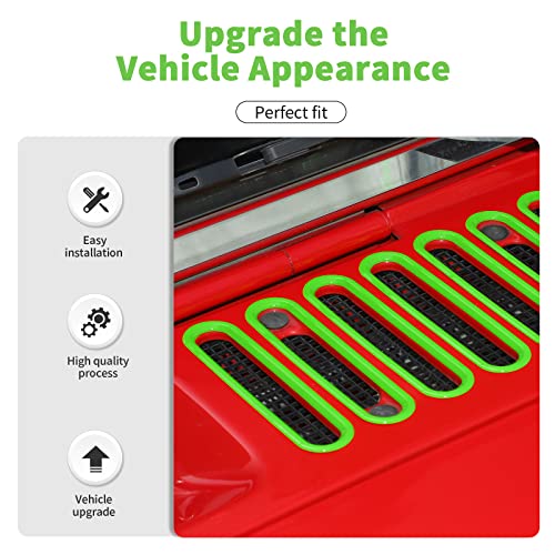 SQQP Hood Vent Cover Cowl Panel Vent Cover Trim, ABS Exterior Accessories for 2007-2018 Jeep Wrangler JK JKU 2/4-Door(Green) - Image 3