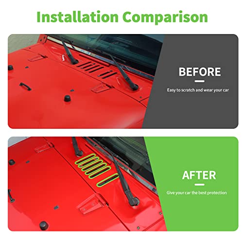 SQQP Hood Vent Cover Cowl Panel Vent Cover Trim, ABS Exterior Accessories for 2007-2018 Jeep Wrangler JK JKU 2/4-Door(Green) - Image 2