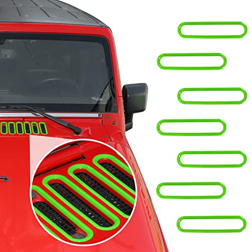 SQQP Hood Vent Cover Cowl Panel Vent Cover Trim, ABS Exterior Accessories for 2007-2018 Jeep Wrangler JK JKU 2/4-Door(Green) - Image 1