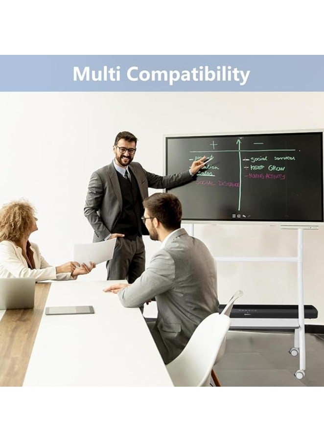 BEETEC Mobile TV Stand for 32–86 Inch Screens, Height Adjustable Rolling TV Cart with Lockable Wheels, VESA 600x400mm, Max Load 45 kg, Cable Management, Sliding Pivot, Shelf Load 10kg , White | TF-RG9W - Image 4