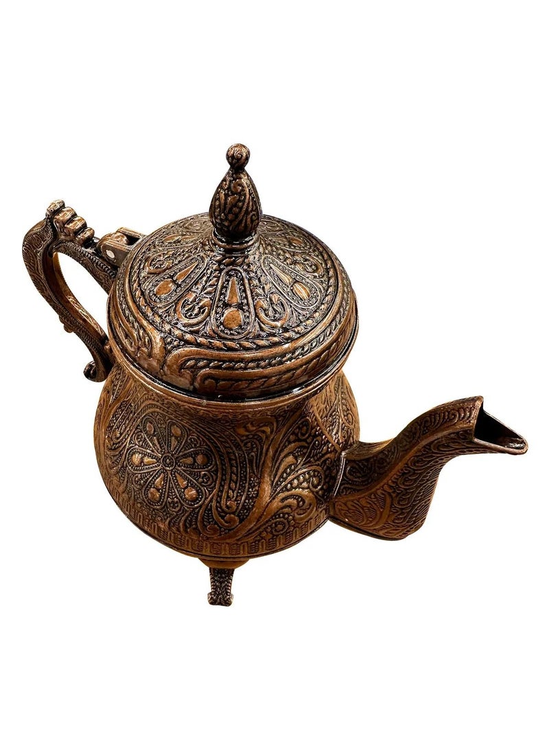 أكار إبريق شاي نحاسي تركي عثماني مطرز يدويًا سعة 0.85 لتر - Image 3