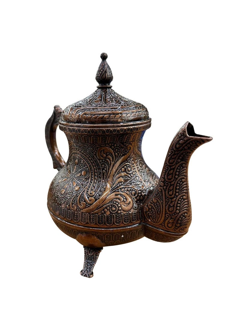 أكار إبريق شاي نحاسي تركي عثماني مطرز يدويًا سعة 0.85 لتر - Image 4