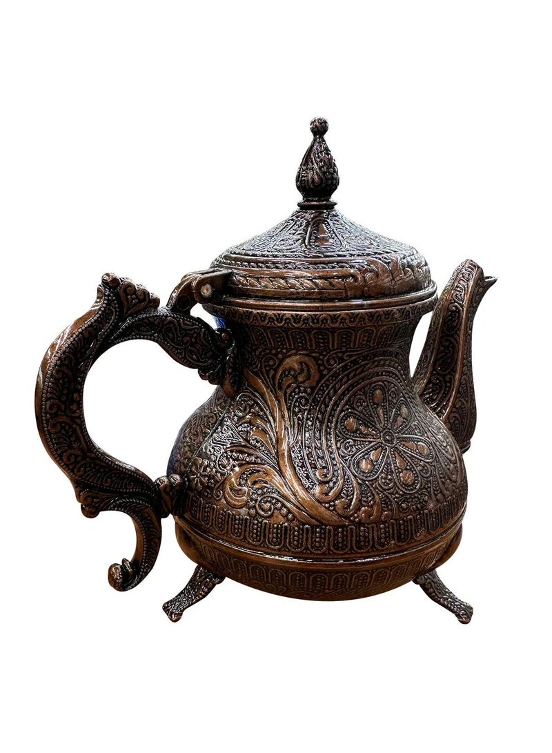 أكار إبريق شاي نحاسي تركي عثماني مطرز يدويًا سعة 0.85 لتر - Image 2