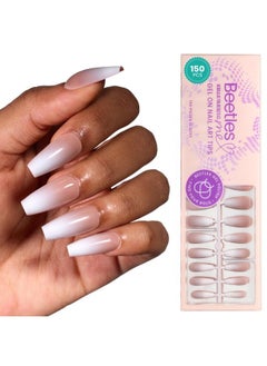 beetles Gel Polish Beetles Press On Nails- 150 Pcs 4 In 1 Ombre Gel Nail Tips Rosy Brown Medium Coffin Press Ons Pre-Applied Primer & Base Coat Glue On Nail Tips, No Need To File Fake Nails Diy Nails Gift For Women  - Image 1