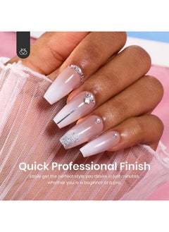 beetles Gel Polish Beetles Press On Nails- 150 Pcs 4 In 1 Ombre Gel Nail Tips Rosy Brown Medium Coffin Press Ons Pre-Applied Primer & Base Coat Glue On Nail Tips, No Need To File Fake Nails Diy Nails Gift For Women  - Image 2