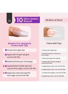beetles Gel Polish Beetles Press On Nails- 150 Pcs 4 In 1 Ombre Gel Nail Tips Rosy Brown Medium Coffin Press Ons Pre-Applied Primer & Base Coat Glue On Nail Tips, No Need To File Fake Nails Diy Nails Gift For Women  - Image 5