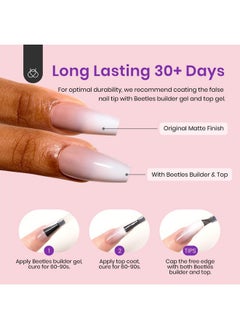 beetles Gel Polish Beetles Press On Nails- 150 Pcs 4 In 1 Ombre Gel Nail Tips Rosy Brown Medium Coffin Press Ons Pre-Applied Primer & Base Coat Glue On Nail Tips, No Need To File Fake Nails Diy Nails Gift For Women  - Image 4