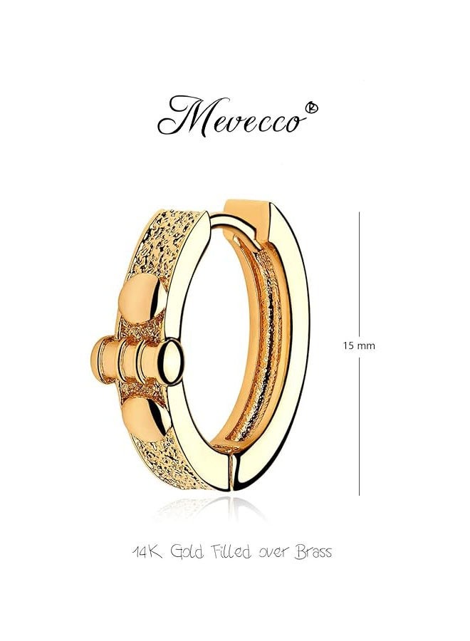 Mevecco Women Huggie Earrings Gold Hoop Sleeper 14K Gold Filled Small Simple Handmade Hypoallergenic Everyday Jewelry - Image 4