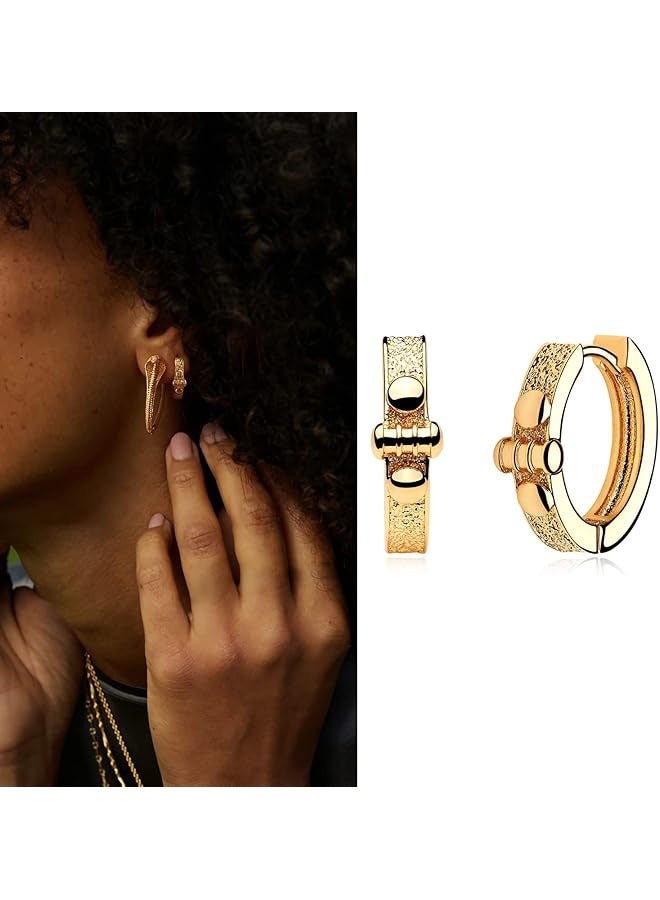 Mevecco Women Huggie Earrings Gold Hoop Sleeper 14K Gold Filled Small Simple Handmade Hypoallergenic Everyday Jewelry - Image 3