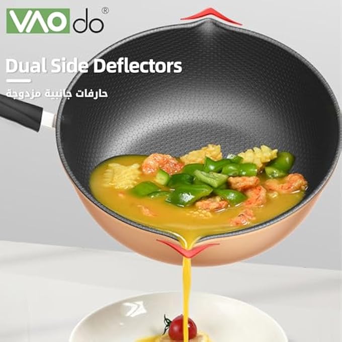 VAOdo 30Cm NonStick Iron Frying Pan With Lid And Steamer Honeycomb Skillet With Pour Spout Cooking Pot For Stove Induction Gas - Image 4