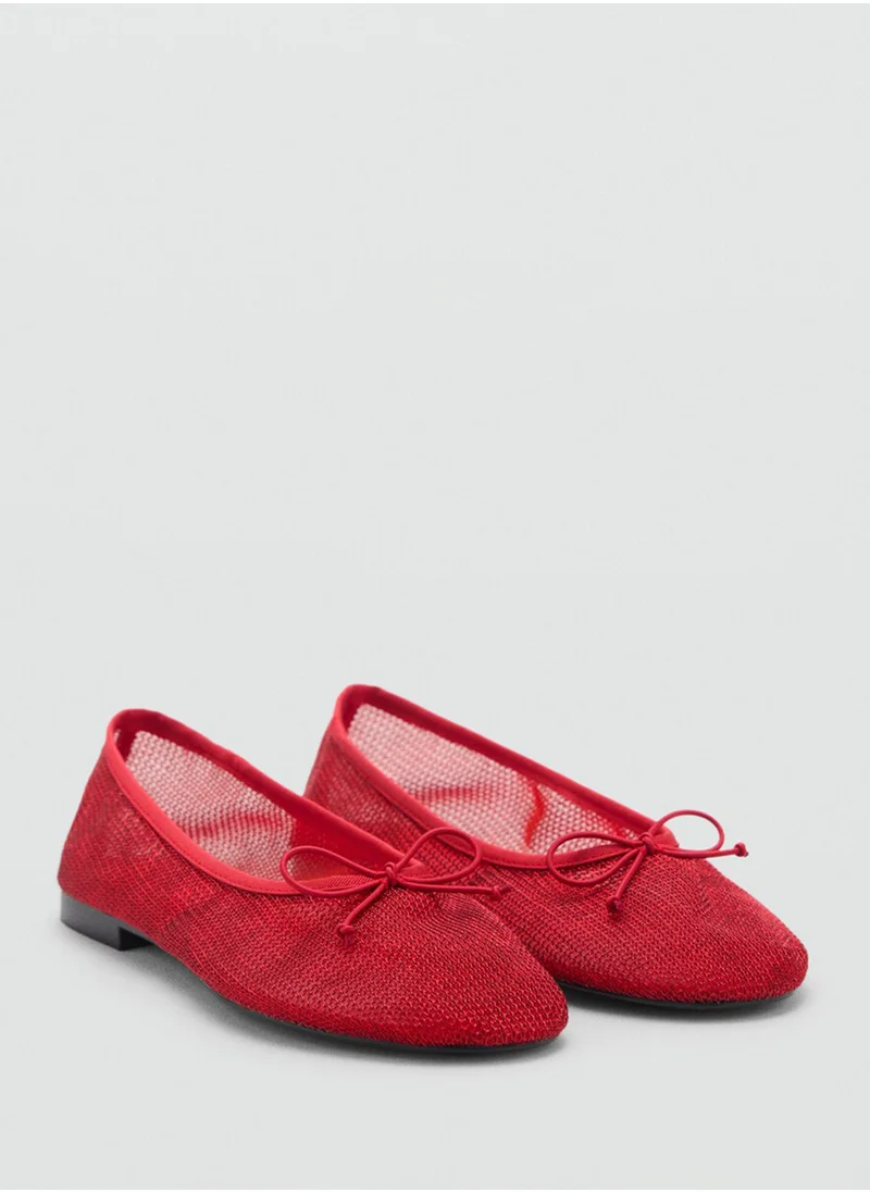 MANGO Casual Mesh Bow Ballerina
