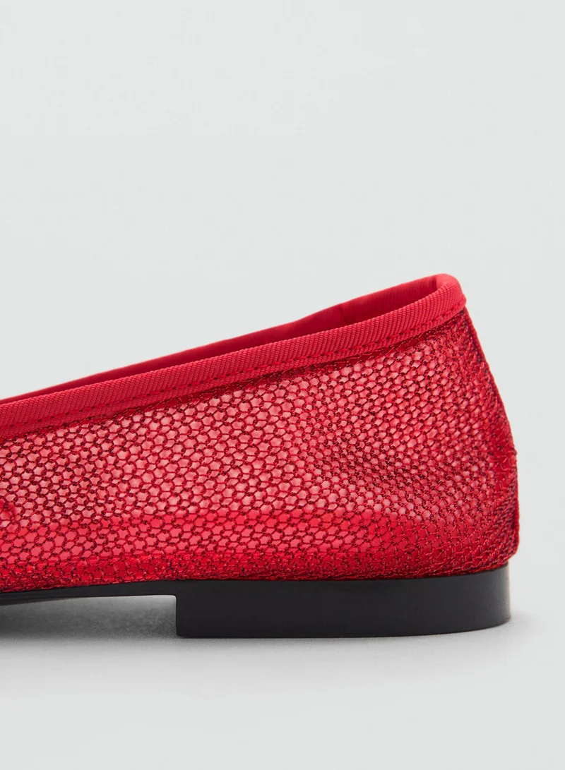 MANGO Casual Mesh Bow Ballerina