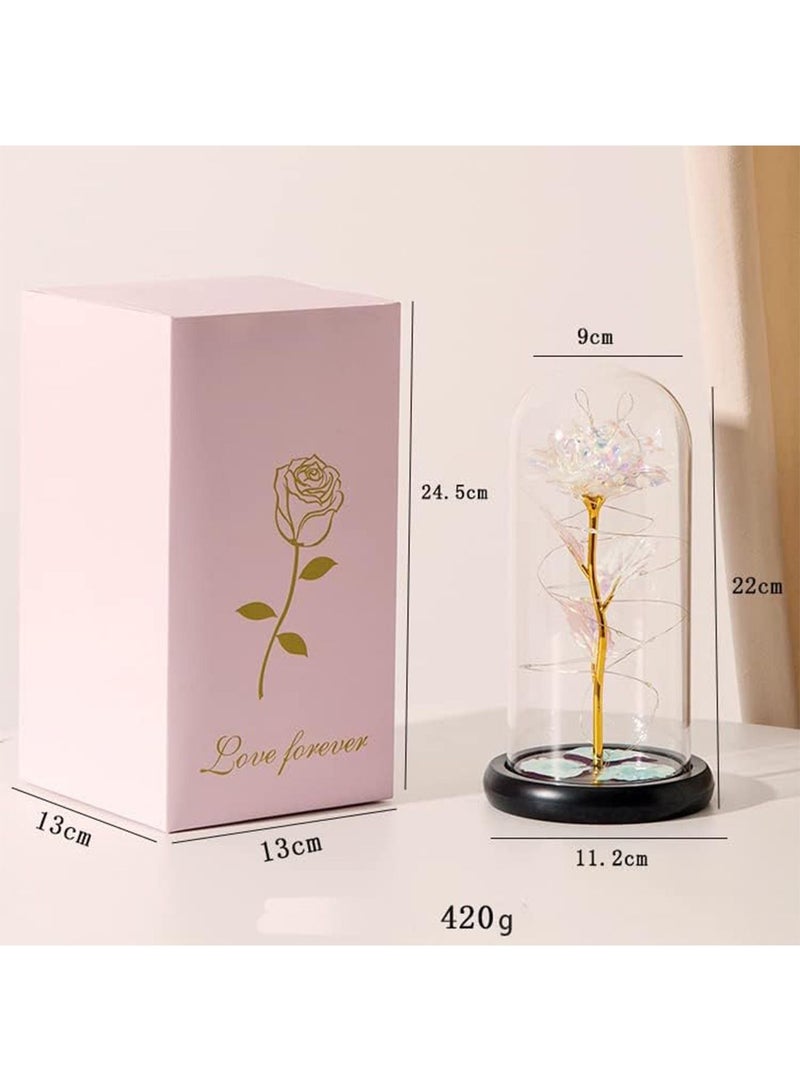 MONOGUE Galaxy Rose Flower Gift Colorful Artificial Rose Flower Gifts Forever in Glass Dome  - Image 5