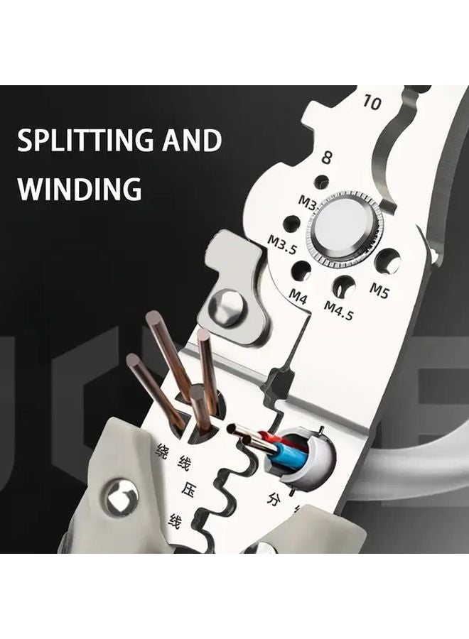Gray Stainless Steel Multifunctional Folding Wire Stripper Pliers With Cutter - Image 4