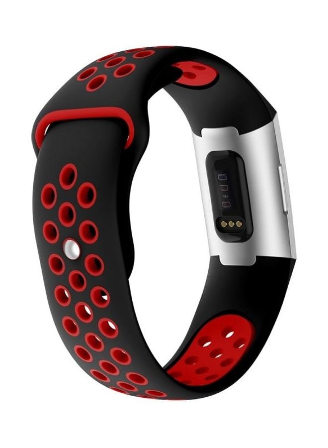 BGM Silicone Replacement Band For Fitbit Charge 3 Black/Red - Image 4