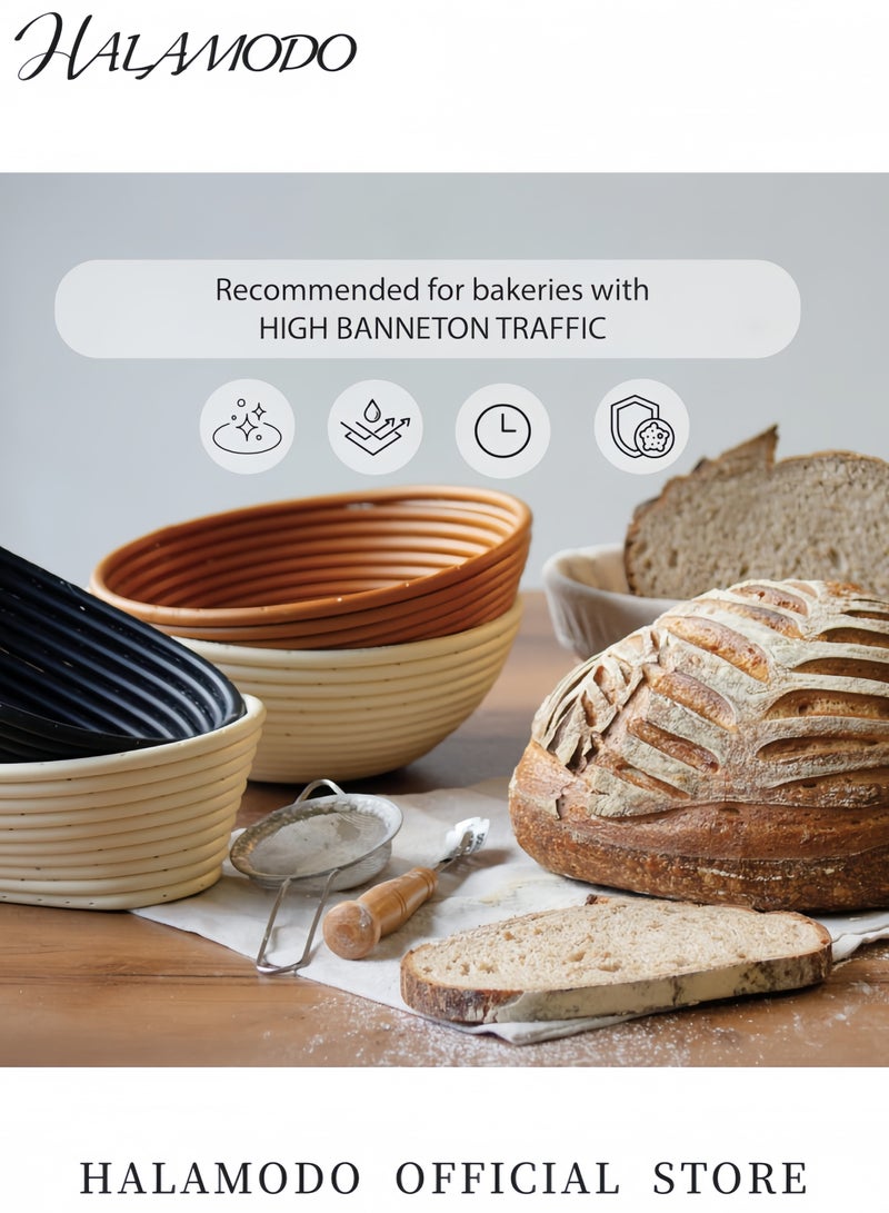 HALAMODO Oval Rattan Proofing Basket for Sourdough Bread Handmade Brotform with Linen Liner Durable Cane Dough Rising Bowl Ideal for Artisan Bread Baking  - Image 2