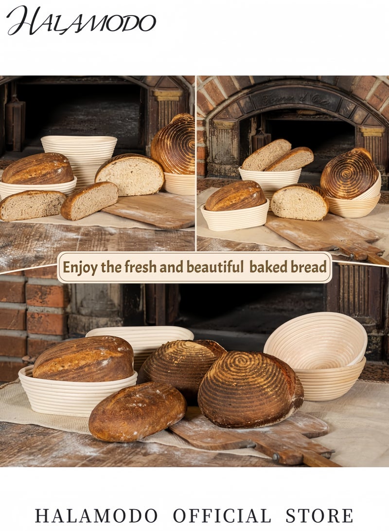 HALAMODO Oval Rattan Proofing Basket for Sourdough Bread Handmade Brotform with Linen Liner Durable Cane Dough Rising Bowl Ideal for Artisan Bread Baking  - Image 3