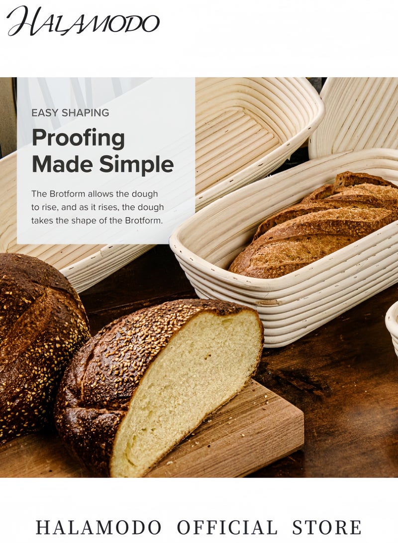 HALAMODO Oval Rattan Proofing Basket for Sourdough Bread Handmade Brotform with Linen Liner Durable Cane Dough Rising Bowl Ideal for Artisan Bread Baking  - Image 4