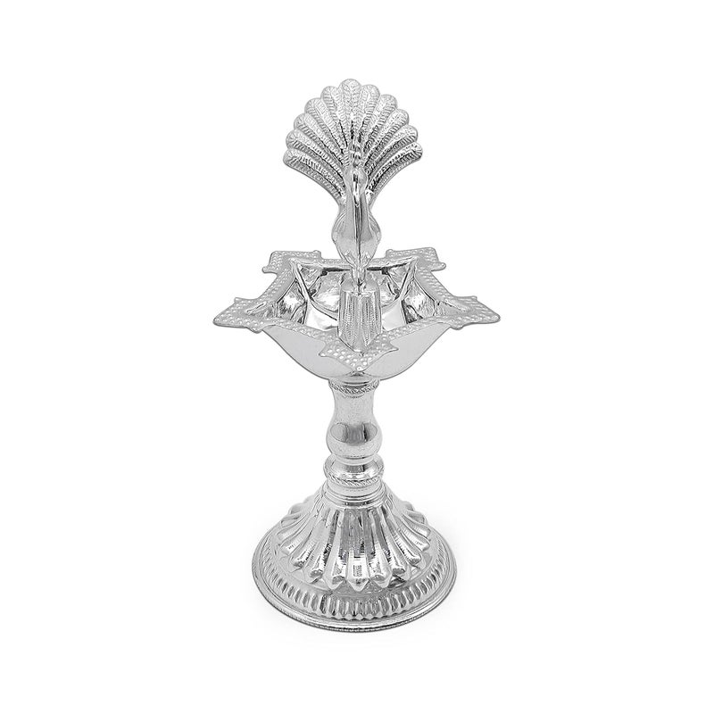 MAA SILVER Pure Silver Diya Samai with Peacock at Centre Unique Design BIS Hallmarked Perfect for Gifting and Pooja Use 925 Purity30 Grams Silver - Image 2
